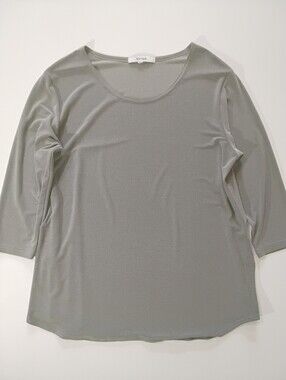 Sympli Tunic Top Womens Unsized Silver Classic Minimalist Wrinkle Free Lagenlook